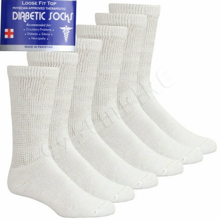 Lot Men s White Circulatory Diabetic Crew Socks 9-11 10-13 13-15 12 Pairs 10-13