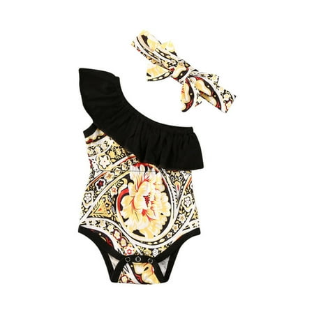 Newborn Baby Girl Floral Print One Shoulder Sleeveless Bodysuit Jumpsuit with Headband 2Pcs
Newborn Baby Girl Floral Print One Shoulder Sleeveless Bodysuit Jumpsuit with Headband 2Pcs