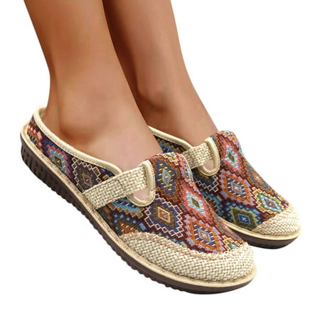 Women Half Bag Embroidered Casual Shoes Lazy Slip On Cloth Shoes Fashion Soft Sole Non Slip Ultra Light Soft Sole Casual Shoes Net surface Dress Sandals for Women Red 
Women Half Bag Embroidered Casual Shoes Lazy Slip On Cloth Shoes Fashion Soft Sole Non Slip Ultra Light Soft Sole Casual Shoes Net surface Dress Sandals for Women Red