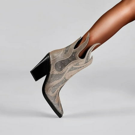 European and American Fashion Rhinestone Flame Design Small Square Head Thick High Heel Short Boots Women s Large Boots
European and American Fashion Rhinestone Flame Design Small Square Head Thick High Heel Short Boots Women s Large Boots
