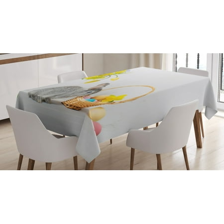 Easter Bunny Tablecloth Vivid Yellow Flowers Grey Holiday Rabbit Dyed Easter Eggs in a Basket Photo Rectangular Table Cover for Dining Room Kitchen 60 X 84 Multicolor by Ambesonne
Easter Bunny Tablecloth Vivid Yellow Flowers Grey Holiday Rabbit Dyed Easter Eggs in a Basket Photo Rectangular Table Cover for Dining Room Kitchen 60 X 84 Multicolor by Ambesonne