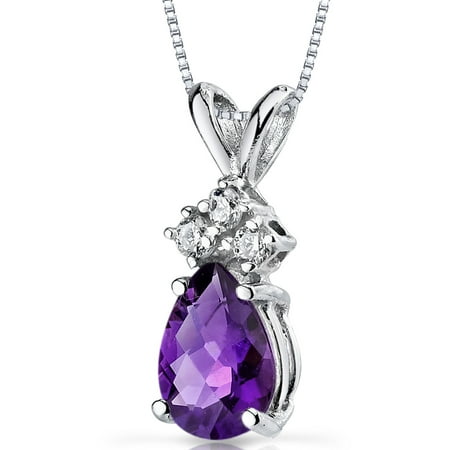 Peora 0.50 Carat T.G.W. Pear-Cut Amethyst and Diamond Accent 14kt White Gold Pendant, 18