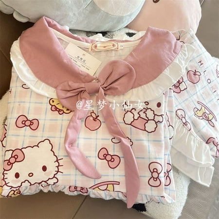 New Kawaii Hello Kitty pajamas female spring autumn winter Sanrio cartoon cute long-sleeved trousers outerwear home clothes set
New Kawaii Hello Kitty pajamas female spring autumn winter Sanrio cartoon cute long-sleeved trousers outerwear home clothes set