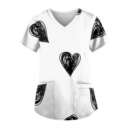 Cakiesky Scrub Uniforms Womens Quick-Dry V-Neck Printed Short Sleeve Valentines Day Shirt White XL
Cakiesky Scrub Uniforms Womens Quick-Dry V-Neck Printed Short Sleeve Valentines Day Shirt White XL