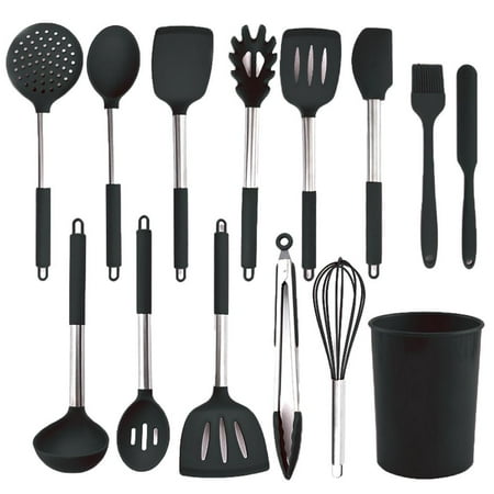 13-Piece Premium Non- Silic Kitchen Utensil Set Heat Resistant Cooking Utensils with Hooks - Includes:Fork Turner Ladle Tongs etc Black
13-Piece Premium Non- Silic Kitchen Utensil Set Heat Resistant Cooking Utensils with Hooks - Includes:Fork Turner Ladle Tongs etc Black