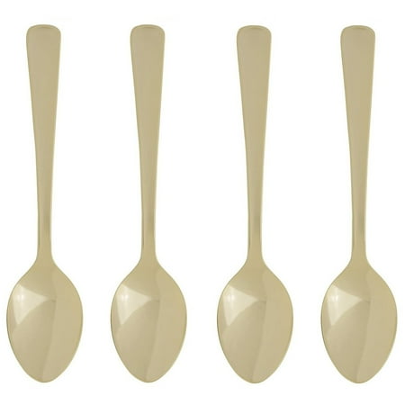 HIC 4.5 Gold Plated Demi Spoon - Great for Stirring Coffee Espresso Demitasse 4 Pack