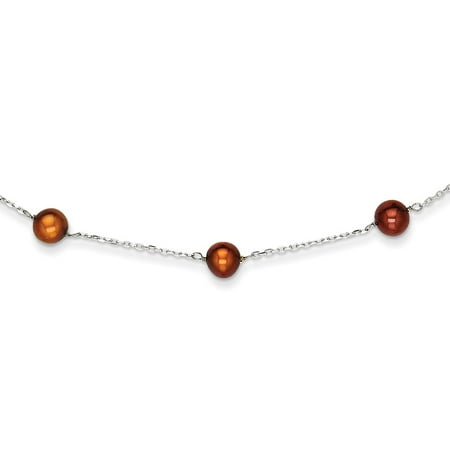 14K White Gold 16in Chocolate Cultured Pearl Necklace