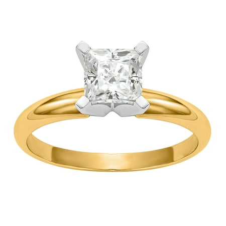 Radiant Fire 14 Karat Yellow Gold .75ct. 5.0mm Princess Moissanite Solitaire Ring
