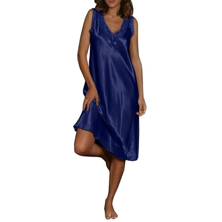 Haite Ladies Night Gowns Solid Color Sleep Dress V Neck Nightgowns Nightshirt Pajama Nightdress Sleeveless Sleepwear Blue M
Haite Ladies Night Gowns Solid Color Sleep Dress V Neck Nightgowns Nightshirt Pajama Nightdress Sleeveless Sleepwear Blue M