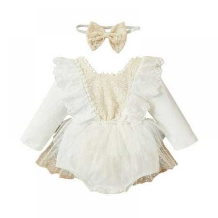 Synpos 0-18M Newborn Infant Tutu Dress Jumpsuit Outfits Clothing for Baby Girls Clothes Long Sleeve Lace Bodysuit Headband Lace (White)
Synpos 0-18M Newborn Infant Tutu Dress Jumpsuit Outfits Clothing for Baby Girls Clothes Long Sleeve Lace Bodysuit Headband Lace (White)