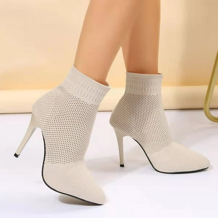 NEGJ Ladies Fashion Solid Color Breathable Knit Boots Pointed Toe Thin High Heel Short Boots
NEGJ Ladies Fashion Solid Color Breathable Knit Boots Pointed Toe Thin High Heel Short Boots