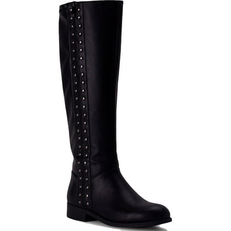 Wanted Womens Sidecar Faux Leather Zip Up Knee-High Boots
