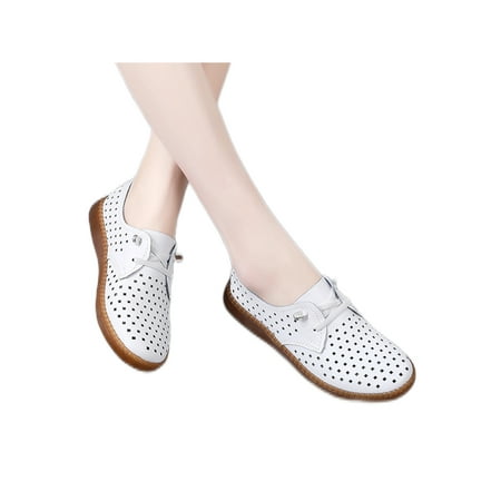 GENILU Womens Breathable Slip Resistant Flats Slip-ons Loafers Walking Round Toe Moccasins Hollow Out White 5
GENILU Womens Breathable Slip Resistant Flats Slip-ons Loafers Walking Round Toe Moccasins Hollow Out White 5