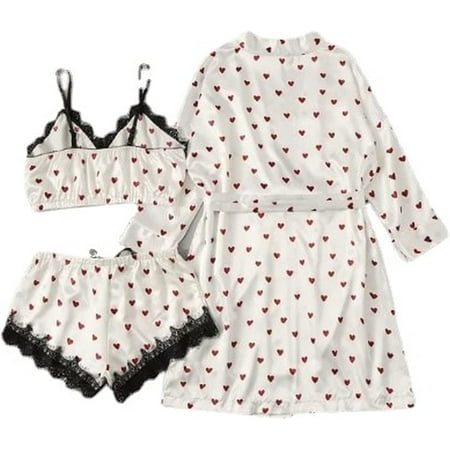 DanceeMangoo 3Pcs Women s Sexy Satin Silk Pajama Set Lace Trim Soft Cami Top Lingerie and Shorts Dress Sleepwear for Woman
DanceeMangoo 3Pcs Women s Sexy Satin Silk Pajama Set Lace Trim Soft Cami Top Lingerie and Shorts Dress Sleepwear for Woman