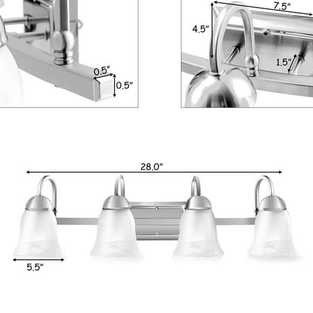 SIXWIN Bath Light 4-Light LED Brushed Nickel Vanity