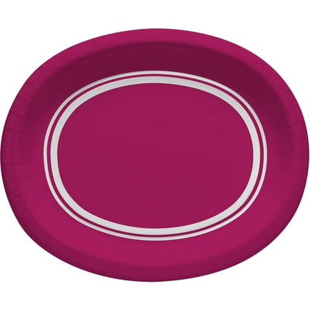 Hot Magenta Oval Plates, 10-Pack