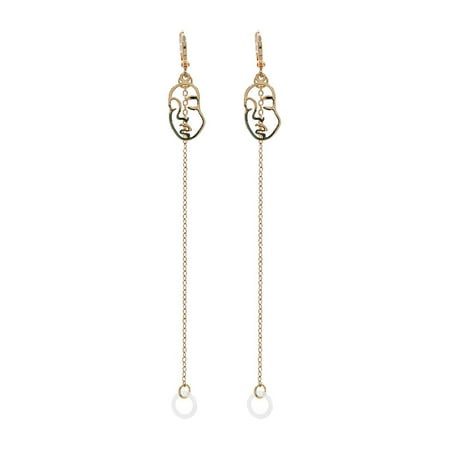 1Pair Creative Earphone Anti-Lost Ear Chain Facial Makeup Earrings (Golden)