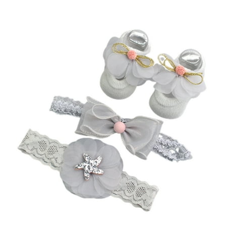 Socks For Kids Kids Boys Girls Socks Bowknot Hairband Shoes 3Pcs Set