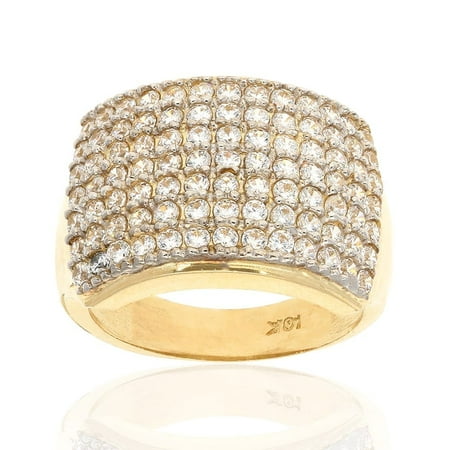 10k Yellow Gold Micro Pave Created Diamond Unisex Signet Ring
