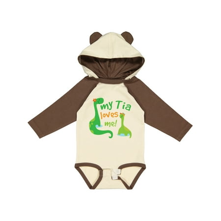 Inktastic My Tia Loves Me Dinosaur Gift Baby Boy Long Sleeve Bodysuit