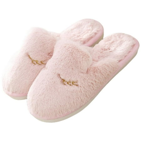 Women s House Memory Foam Slippers Furry Faux Fur Lined Bedroom Shoes Cozy Indoor Slide 5-10