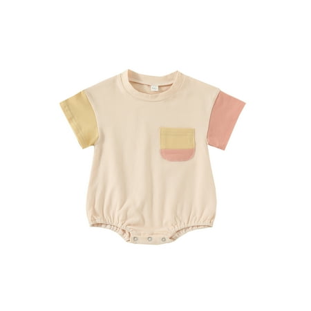Frobukio Toddler Baby Boys Girls Romper Contrast Color Short Sleeve Crew Neck Pocket Jumpsuit Summer Bodysuit Yellow Pink 12-18 Months
Frobukio Toddler Baby Boys Girls Romper Contrast Color Short Sleeve Crew Neck Pocket Jumpsuit Summer Bodysuit Yellow Pink 12-18 Months