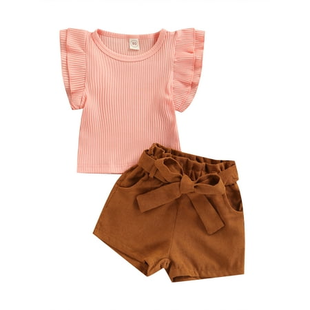 Nokpsedcb Toddler Baby Girls Casual Streetwear 2PCS Suit Ruffled Fly Sleeve Solid Color Tops Short Pants with Belt Pink 12-18 Months
Nokpsedcb Toddler Baby Girls Casual Streetwear 2PCS Suit Ruffled Fly Sleeve Solid Color Tops Short Pants with Belt Pink 12-18 Months