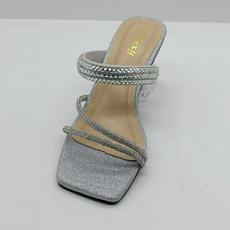 Cathalem Women s Diamond Thick High Heel Sandals Square Head Casual Sandals Slide Sandals for Women Silver 6.5
Cathalem Women s Diamond Thick High Heel Sandals Square Head Casual Sandals Slide Sandals for Women Silver 6.5
