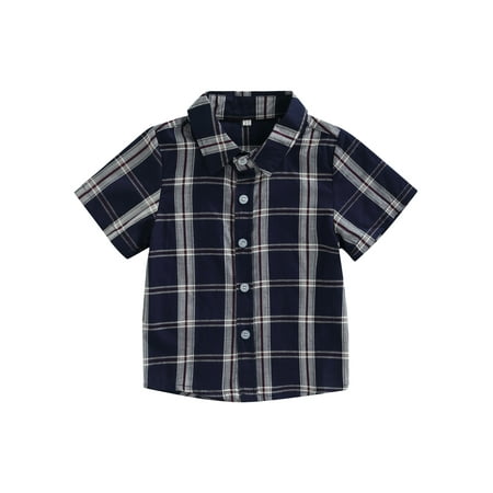 Sunisery Kids Little Boys Summer Shirts Short Sleeve Striped Plaid Print Button Down Tops Gentlemen Shirt Dark Blue 18-24 Months
Sunisery Kids Little Boys Summer Shirts Short Sleeve Striped Plaid Print Button Down Tops Gentlemen Shirt Dark Blue 18-24 Months