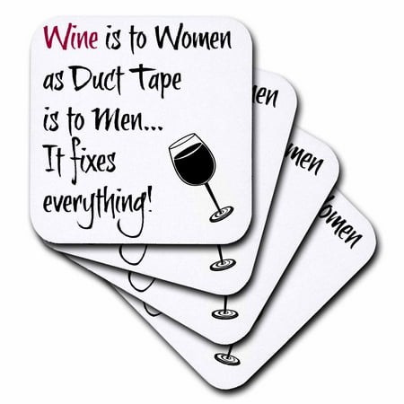 3dRose Wine is to women as duct tape is to men black letters with wine picture Soft Coasters set of 4
3dRose Wine is to women as duct tape is to men black letters with wine picture Soft Coasters set of 4