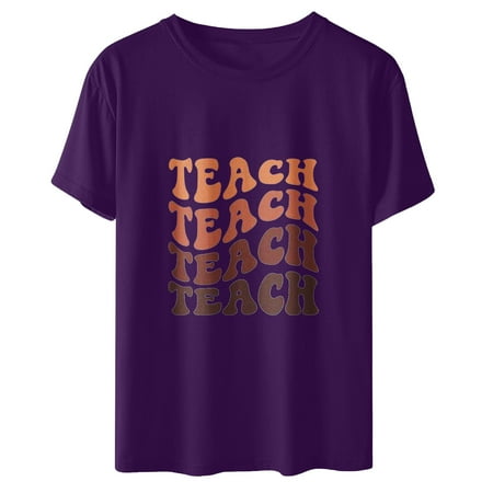 Corset Top Long Sleeve Workout Tops for Women Women s Loose Pullover Teacher s Day Print Round Neck Short Sleeve Top Short Sleeve Round Neck Top/Shirt Valentines Shirts for Women Purple S 
Corset Top Long Sleeve Workout Tops for Women Women s Loose Pullover Teacher s Day Print Round Neck Short Sleeve Top Short Sleeve Round Neck Top/Shirt Valentines Shirts for Women Purple S