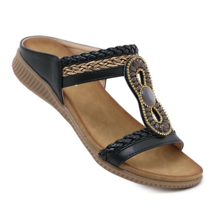 Women‘s Boho Style Rhinestone Sandals Open Toe Non-slip Beach Slides Shoes Casual Travel Walking Slippers
Women‘s Boho Style Rhinestone Sandals Open Toe Non-slip Beach Slides Shoes Casual Travel Walking Slippers