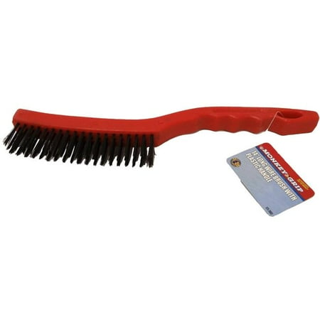 Barjan 07576662 14 in. Monkey Grip Long Wire Brush with Plastic Handle