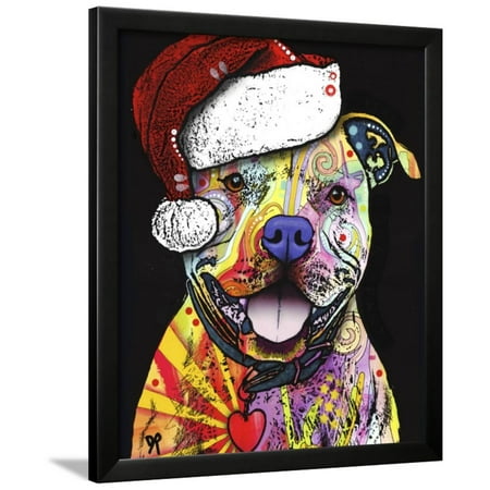 Beware of Pit Bulls Christmas Edition Framed Print Wall Art By Dean Russo