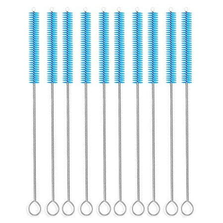 Long Straw Brush Nylon Pipe Tube Cleaner 10-ihch X 2/5-inch Set of 10 (Blue)