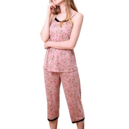 Doublju Women s Sleeveless Lace Top Capri Pajama 2 Pcs Set (Plus Size Available)
Doublju Women s Sleeveless Lace Top Capri Pajama 2 Pcs Set (Plus Size Available)
