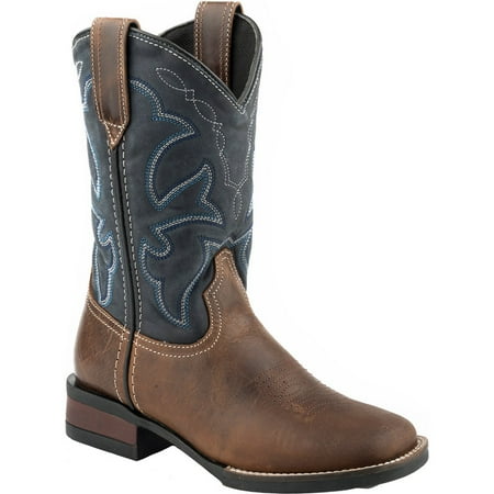 Roper Kids Boys Monterey Leather Square Toe Western Cowboy Boots Mid-Calf