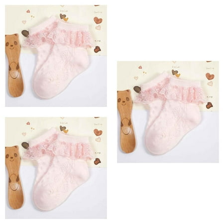 

3pcs Cute Baby Infant Lace Sock Girls Tiny Newborn Spanish Knitted Cotton Blend Ankle Socks
