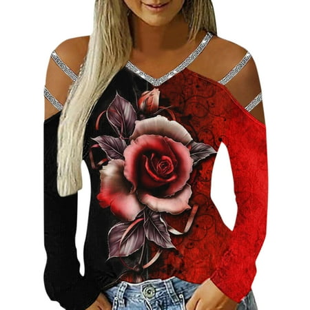 Pianpianzi Long Sleeve V Neck Polyester Scrub Shirts Women Long Sleeve V Neck Top Women s Casual Rose Printed Top V Neck Off Shoulder Long Sleeve T-Shirt Blouse Top
Pianpianzi Long Sleeve V Neck Polyester Scrub Shirts Women Long Sleeve V Neck Top Women s Casual Rose Printed Top V Neck Off Shoulder Long Sleeve T-Shirt Blouse Top