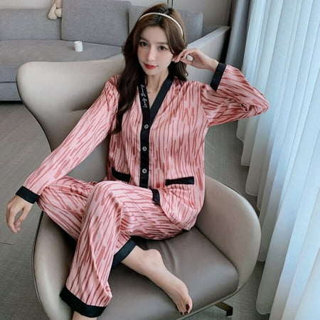DanceeMangoo Women Silk Satin Pajamas Set Long Sleeve Pant Soft Home Clothes Button-Down Printing Sleepwear Loungewear Womens Set Pyjamas
DanceeMangoo Women Silk Satin Pajamas Set Long Sleeve Pant Soft Home Clothes Button-Down Printing Sleepwear Loungewear Womens Set Pyjamas