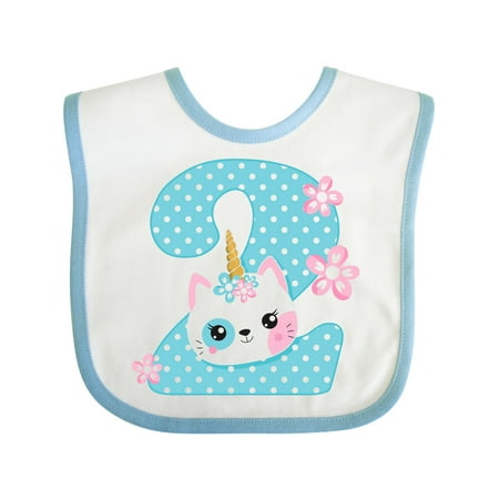 Inktastic Unicorn Kitty 2nd Birthday Gift Baby Girl Bib