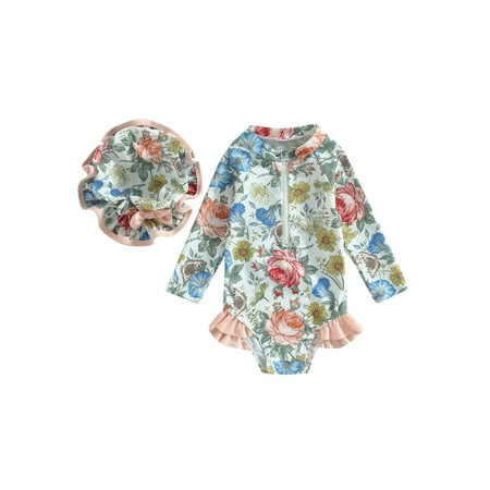 Bagilaanoe Toddler Baby Girl One-Piece Swimsuit Print Long Sleeve Zipper Rashguard Swimwear + Swimming Cap 6M 9M 12M 18M 24M 3T Kids Ruffle Bathing Suit
Bagilaanoe Toddler Baby Girl One-Piece Swimsuit Print Long Sleeve Zipper Rashguard Swimwear + Swimming Cap 6M 9M 12M 18M 24M 3T Kids Ruffle Bathing Suit