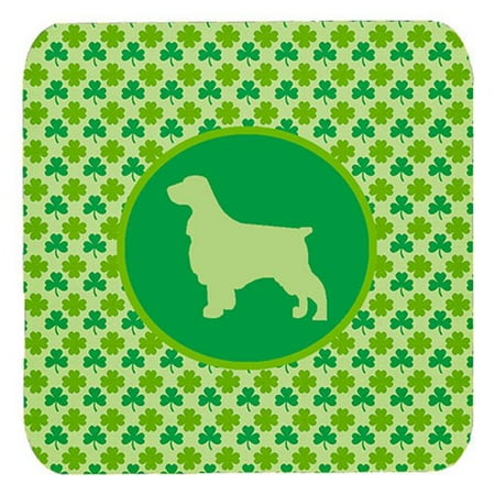 Field Spaniel Lucky Shamrock Foam Coasters Set Of 4