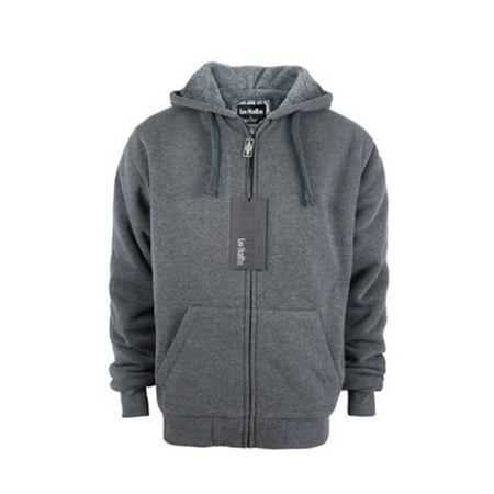 leehanton mens zip up hoodie sherpa lined warm winter long sleeve solid sweatshirt dark grey 3xl