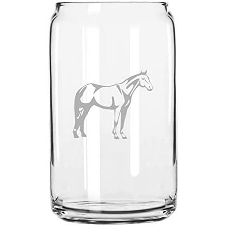 Hanoverian Body Horse Themed Etched 16oz Libbey Can Glass
