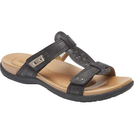 Women s Rockport Cobb Hill Rubey Perf Slide Black Leather
