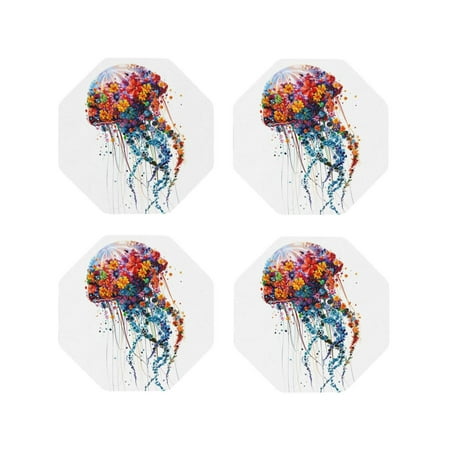 Drink Coasters Set of 4 Colorful Floral Jellyfish Leather Coasters for Coffee Table Protector Heat Resistant Cute Coasters for Home Decor Housewarming Gifts Bar Kitchen 4 Inch Octagon
Drink Coasters Set of 4 Colorful Floral Jellyfish Leather Coasters for Coffee Table Protector Heat Resistant Cute Coasters for Home Decor Housewarming Gifts Bar Kitchen 4 Inch Octagon
