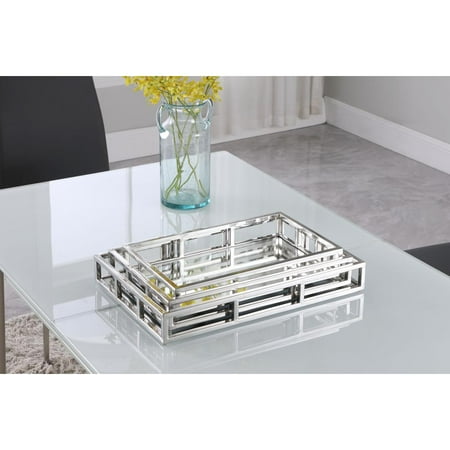 Chintaly Imports Rectangular Stainless Steel Mirrored Nesting Trays