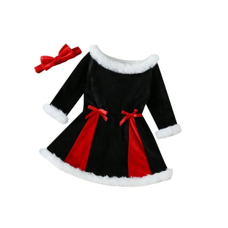 Genuiskids Christmas Toddler Girls Plush Dress Color Patchwork Long Sleeve Dress with Bowknot Hairband Costume 1-6 Years
Genuiskids Christmas Toddler Girls Plush Dress Color Patchwork Long Sleeve Dress with Bowknot Hairband Costume 1-6 Years