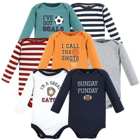 Hudson Baby Cotton Long-Sleeve Bodysuits Sports Stripes Newborn